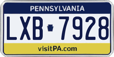 PA license plate LXB7928