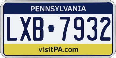 PA license plate LXB7932