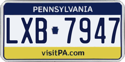 PA license plate LXB7947