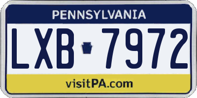 PA license plate LXB7972
