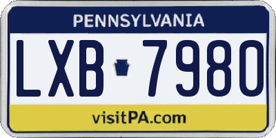 PA license plate LXB7980