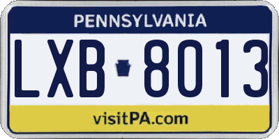 PA license plate LXB8013