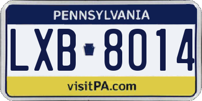 PA license plate LXB8014