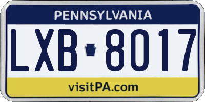 PA license plate LXB8017