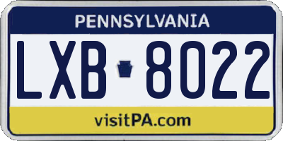 PA license plate LXB8022