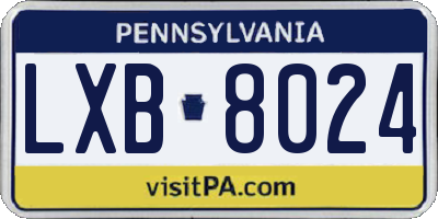 PA license plate LXB8024