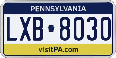 PA license plate LXB8030
