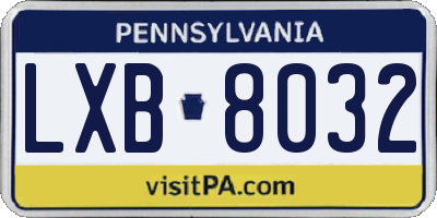 PA license plate LXB8032