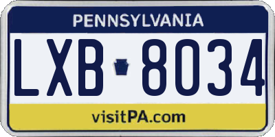 PA license plate LXB8034