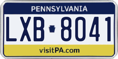 PA license plate LXB8041