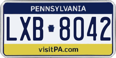 PA license plate LXB8042