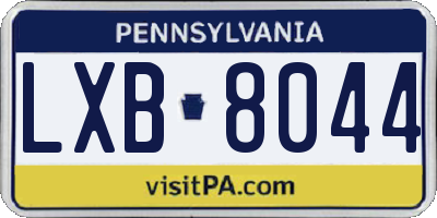 PA license plate LXB8044