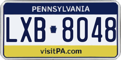 PA license plate LXB8048
