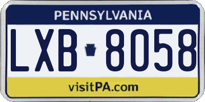 PA license plate LXB8058