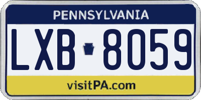 PA license plate LXB8059