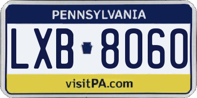 PA license plate LXB8060