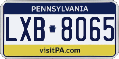 PA license plate LXB8065