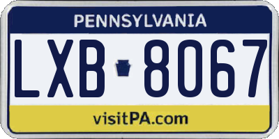PA license plate LXB8067