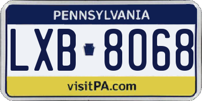 PA license plate LXB8068