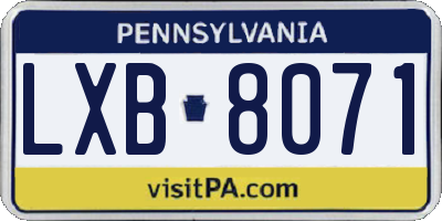 PA license plate LXB8071