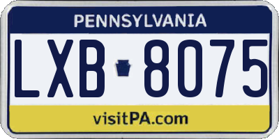 PA license plate LXB8075