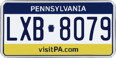 PA license plate LXB8079