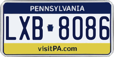 PA license plate LXB8086