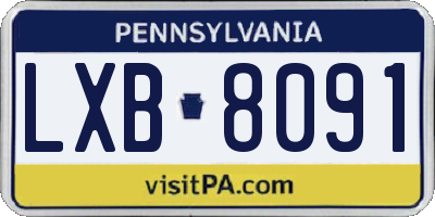 PA license plate LXB8091