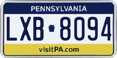 PA license plate LXB8094