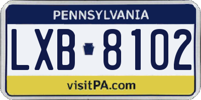 PA license plate LXB8102