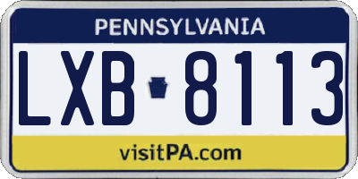 PA license plate LXB8113