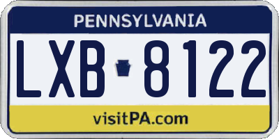 PA license plate LXB8122