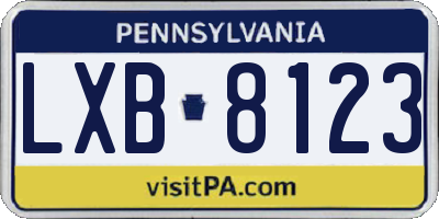 PA license plate LXB8123