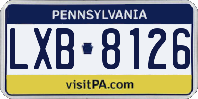 PA license plate LXB8126
