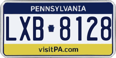 PA license plate LXB8128