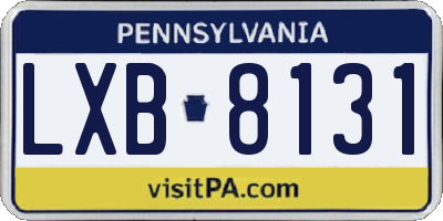PA license plate LXB8131