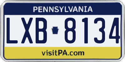 PA license plate LXB8134