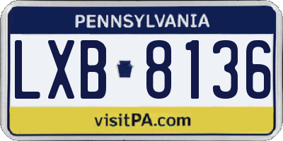 PA license plate LXB8136
