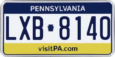 PA license plate LXB8140