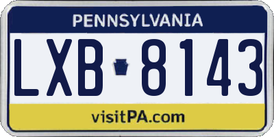 PA license plate LXB8143