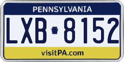 PA license plate LXB8152
