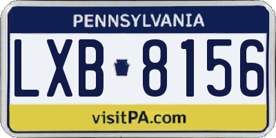 PA license plate LXB8156