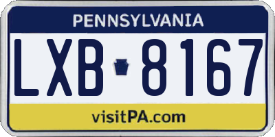 PA license plate LXB8167