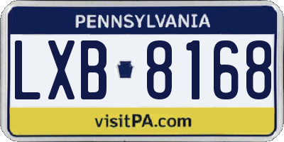 PA license plate LXB8168