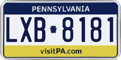 PA license plate LXB8181
