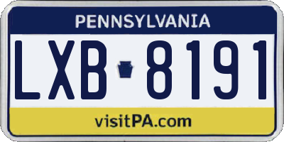 PA license plate LXB8191