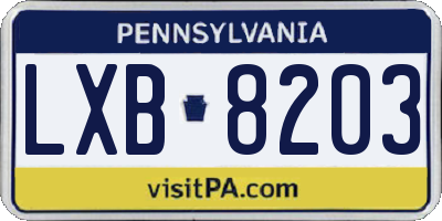 PA license plate LXB8203
