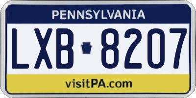 PA license plate LXB8207