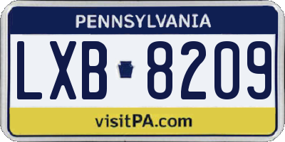 PA license plate LXB8209