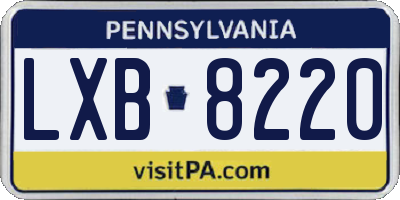 PA license plate LXB8220